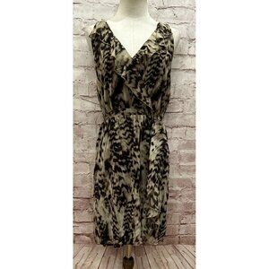 Fred David Dress Womens S Sleeveless Dress Chiffon Animal Print Ruffle Wrap NEW